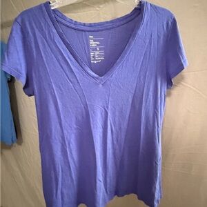 GAP Women's Short-Sleeve V-Neck Tee in Violet Blue
